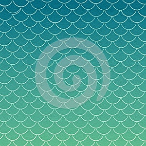 A seamless pattern featuring a gradient scale design that transitions from a deep teal at