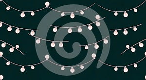 String Lights on Dark Background - Seamless Pattern