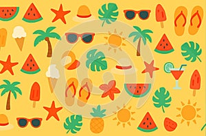 Seamless Pattern Vector Illustration, Summer Theme, HD image