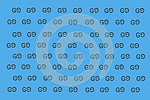 Seamless GO text pattern on light blue background. Modern typography design
