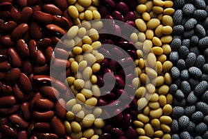 Seamless pattern featuring various types of beans flawlessly interlinked photo
