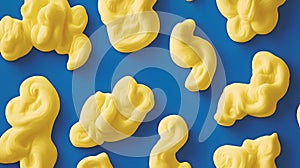 Yellow Abstract Shapes on Blue Backdrop Good Resolution Stock Photo