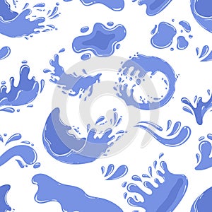 Seamless Pattern Featuring Water Splashes, Blobs, Splatters And Drops In A Dynamic And Refreshing Design