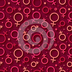 Seamless pattern with the female gender symbol