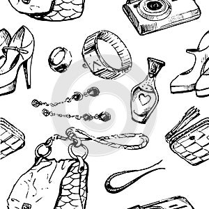 Seamless pattern of the female things