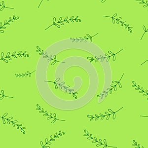 Seamless pattern of fern leaves, hand-drawn, for textiles, postcards, book endings, books, backgrounds.