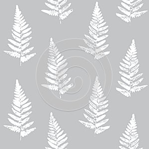 Seamless pattern with fern leaves paint prints on color background 4