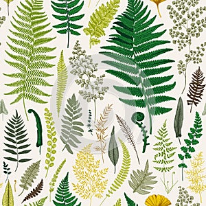 Seamless pattern. Ferns.