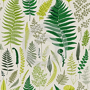 Seamless pattern. Ferns.