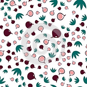 Seamless pattern with figs. Summer tropic fruits