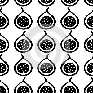 Seamless pattern with figs. Summer tropic fruits