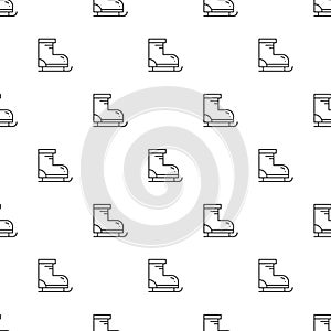 Seamless pattern with figure skates. Background. Winter trendy decoration. Thin texture. Line vector illustration