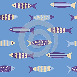 Seamless pattern with fish.