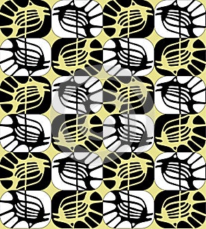 Seamless pattern with fish in 60s style