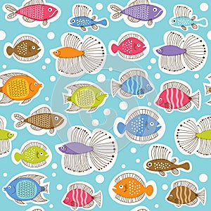 Seamless pattern with fishes