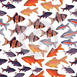 Seamless pattern fishes aquarium.