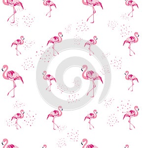 Seamless pattern with flamingo.