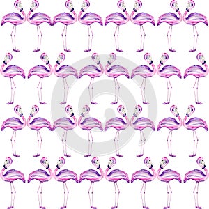 Seamless pattern with a flamingo