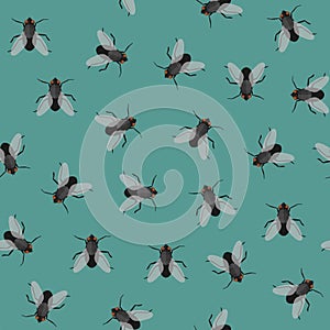 Seamless pattern with flies