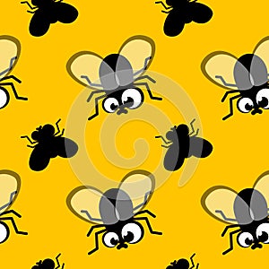 Seamless pattern with flies. Vector