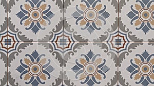 Seamless pattern with floral Azulejo patchwork mosaic  wallpaper and vintage retro background