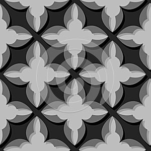 Seamless pattern. Floral black and gray 3d background