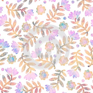 Seamless pattern. Floral ornament. Background. Raster illustration. Interior and clothing design. Printing on paper or fabric.