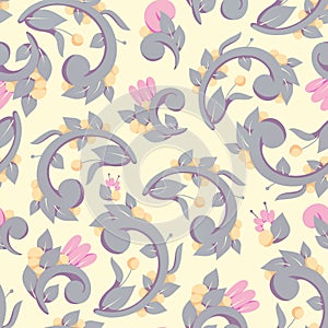 Seamless pattern. Floral ornament. Raster illustration. Background with flowers for design. Printing on fabric or paper