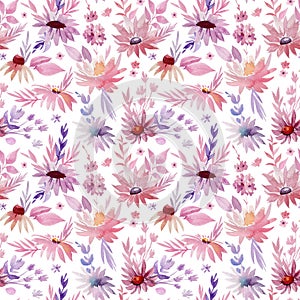 Seamless pattern, flower background, watercolor drawing, abstract painting