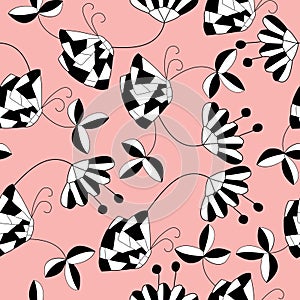 Seamless pattern of flower and butterfly background