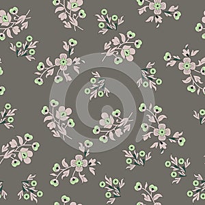 Seamless pattern flower leaves allover design with background