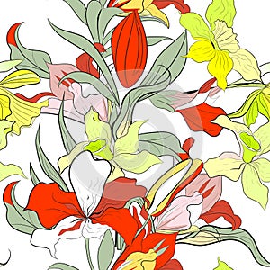 Seamless pattern with flowers