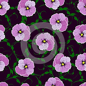 Seamless pattern, flowers against a dark background.