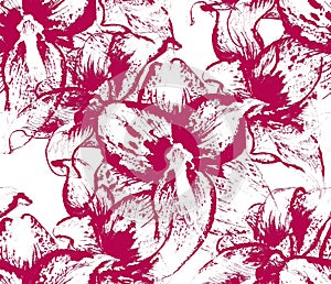 Seamless pattern with flowers of amaryllis photo