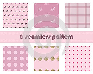 Seamless pattern flowers background. Seamless pattern background with pink circles. Seamless background pattern teapot. Seamless p