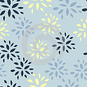 Seamless pattern flowers in blue yellow color