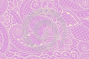Seamless pattern with flowers and butterfly. Ornate zentangle seamless texture, pattern with abstract flowers.