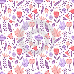 Seamless pattern with flowers for greeting card. To birthday celebrate, Valentine`s day. Romantic postcard. Vector