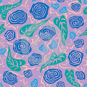 Seamless pattern with flowers and leaves