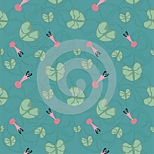 Seamless pattern with flowers and leaves, Ceropegia