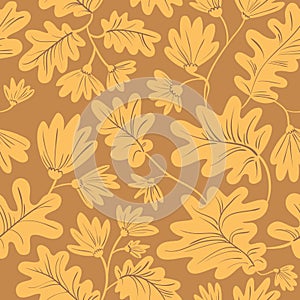 Seamless pattern with flowers and leaves. Floral background with