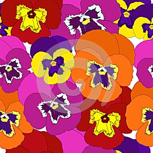 Seamless pattern flowers pansies