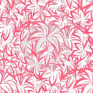 Seamless pattern with flowers of pink lily