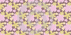 seamless pattern with flowers in retro groove style for fabrics ,social media posts, banner, card design.