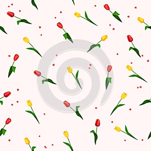 Seamless pattern with flowers tulips. Tulips background.