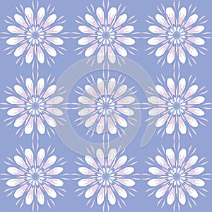 Seamless pattern with flowers. Vintage texture. Monochrome backdrop.