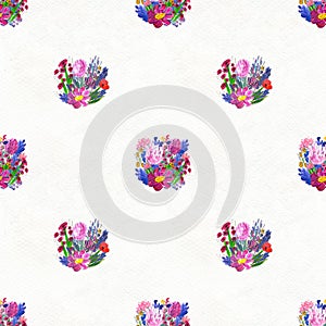 Seamless pattern with flowers. Watercolor or acrylic painting. Hand drawn floral background.