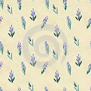 Seamless pattern with flowers. Watercolor or acrylic painting. Hand drawn floral background.