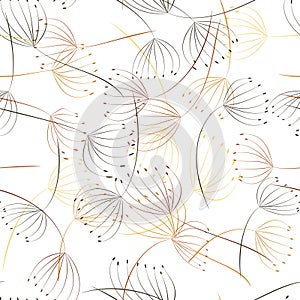 Seamless pattern. Flying of dandelion seeds. Stylish repeating texture. Vector.