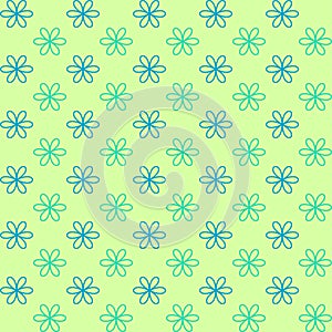 Seamless pattern. Fond green and blue colors. Endless texture can be used for printing onto fabric and paper or invitation.